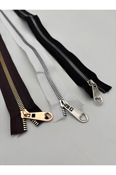 kumasfabrik 45 cm 3 Pieces Bag Zipper/Brown-Black-White