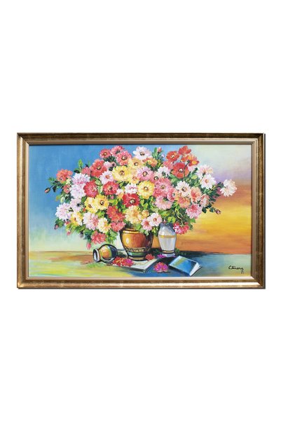 artnova Рамкирана картина, ръчно рисувана цветна композиция, От дядината град...