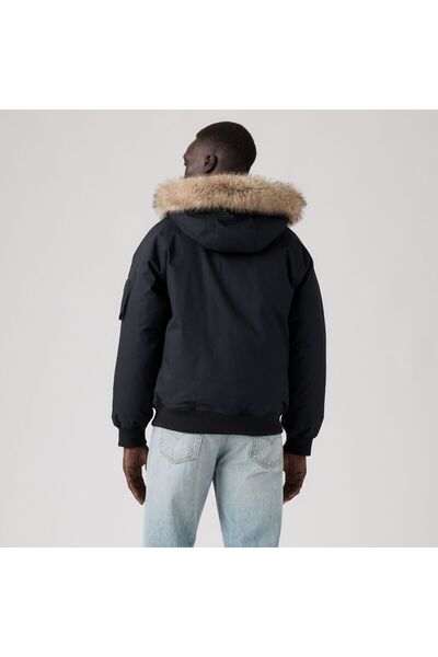 Levi's SIERRA ERKEK SİYAH ÇIKARILABİLİR KAPÜŞONLU KÜRK YAKA PUFFER MONT 007SB-0002