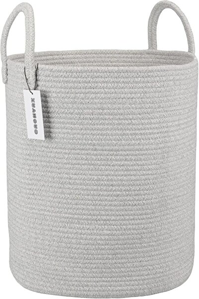 XUANGUO Cotton Rope Laundry Basket Hamper for Girls Kids Baby Nursery Hamper ...