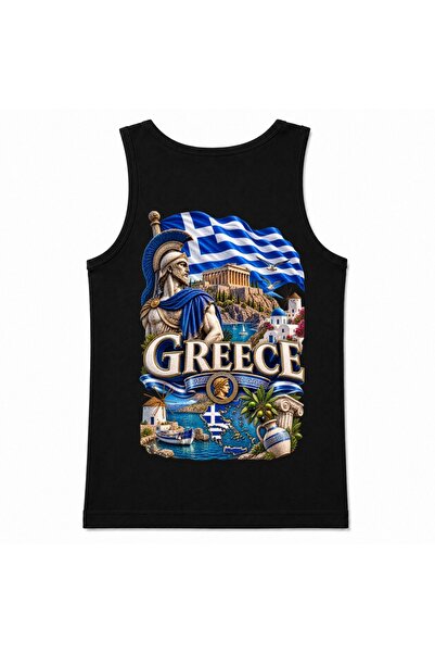 Rabona Fashion Greece Ancient Warrior & Island Scenery Graphic Tank Top