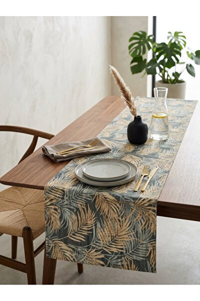 1 Adet Kumaş Runner-Pamuk Polyester Runner-Yıkanabilir Runner-35x135 cm