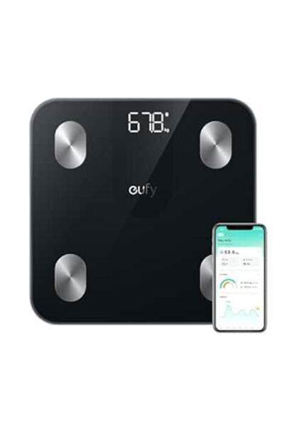eufy ميزان رقمي للحمام مع تقنية البلوتوث لقياس الوزن ونسبة الدهون، 12 قياسًا ...