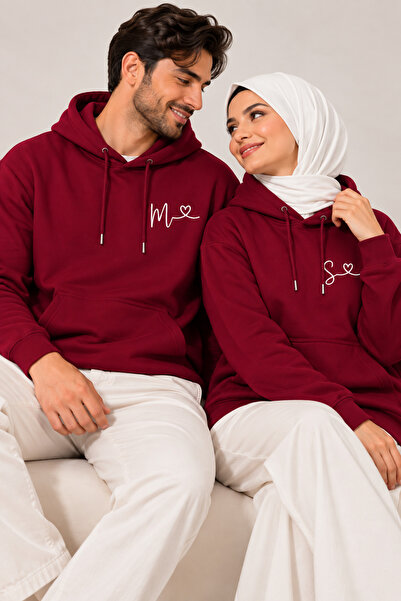 Generic Personalized Initial Letter Heart Design Fleece Hoodie – Matching Cou...