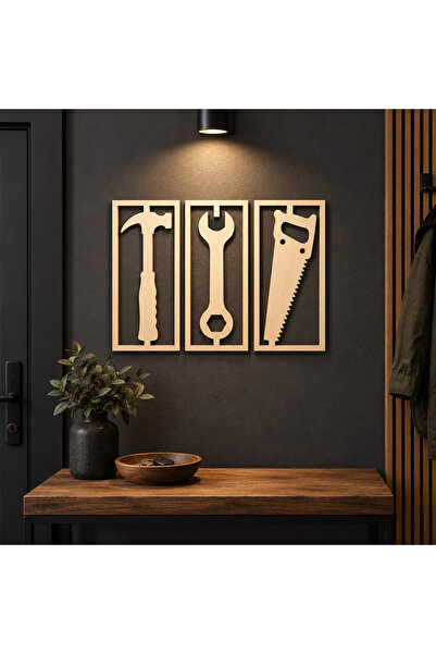 NOOT Atelier Decorativ – Set 3 decorațiuni de perete din placaj de plop, lemn...