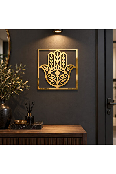 NOOT Decorațiune de Perete Hamsa Aurie – Plexiglas Oglindă, 24 × 24 cm |