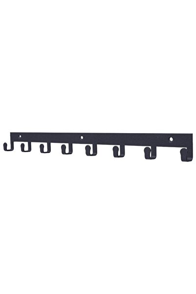OEM Cuier hol pentru perete Simplu, cu 8 agatatori, negru, 39.5 x 2 x 35 cm, 1C