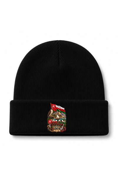 Rabona Fashion Oman Falcon Dhow & Mountain Scenery Graphic Beanie