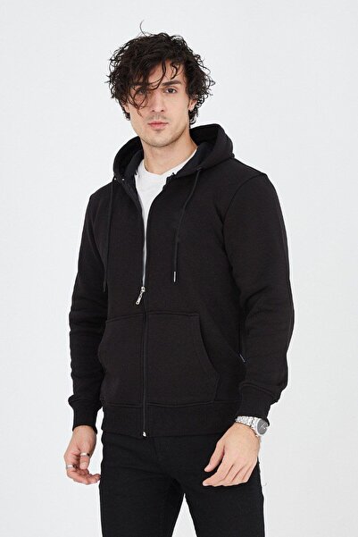 luci sports Unisex Plain Hooded Zippered Kangaroo Pocket 3 Thread Fabric Full...