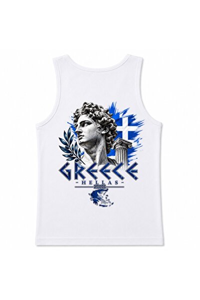 Rabona Fashion Greece Classical Busts & Olive Branches Graphic Tank Top
