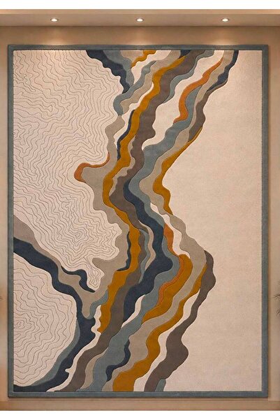 Atlantic Havana Blue, Mustard and Beige Rug