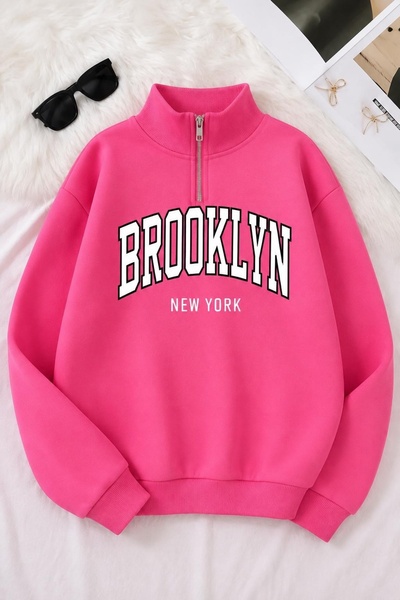 Vordevia Γυναικεία - Ανδρικά φούτερ Brooklyn με μισό φερμουάρ και 3 κλωστές σ...
