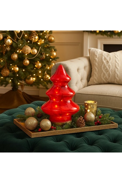 Ornament24 Brad decorativ de Craciun din sticla luminos, ornament festiv brad...