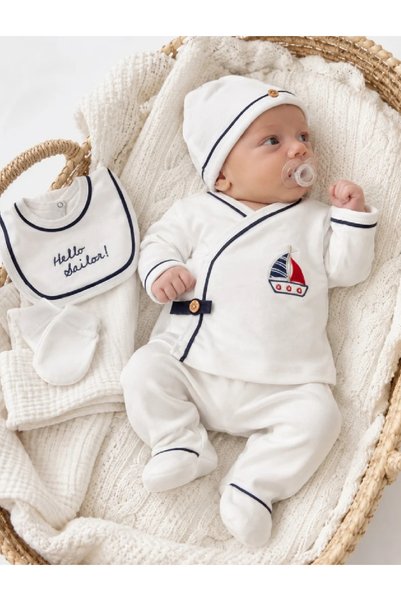 Cherub Baby Denizci Sailor Baby 5-Piece Set for Newborn Baby Boy, 5-Piece Hos...