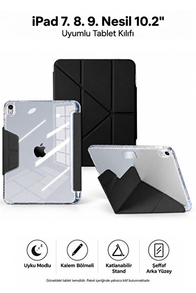 CONOCER İpad 7. 8. 9. Nesil 10.2" Kılıf Katlanır Kalemlikli Standlı Uyku Modl...