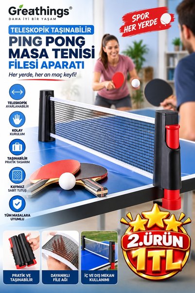 Greathings 170 cm Teleskopik Taşınabilir Ping Pong Masa Tenisi Filesi Kaymaz ...
