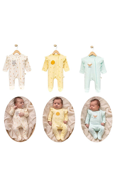 Cherub Baby Kız Bebek Yenidoğan TulumSeti %100 Pamuk 3lü