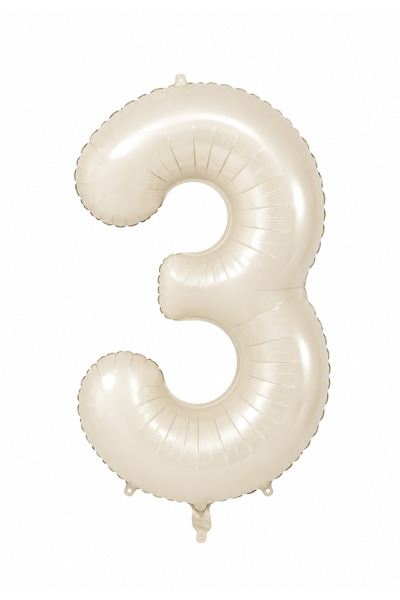 baloss fer 3 Cream Number Foil Balloons 76 cm 34 Inch Large Size Three Number...