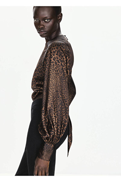 MANGO Woman Leopar desenli sırtı açık bluz