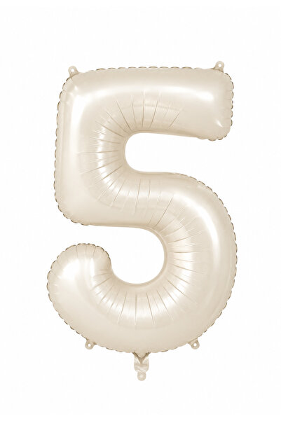 baloss fer 5 Cream Number Foil Balloons 76 cm 34 Inch Large Size Five Number ...