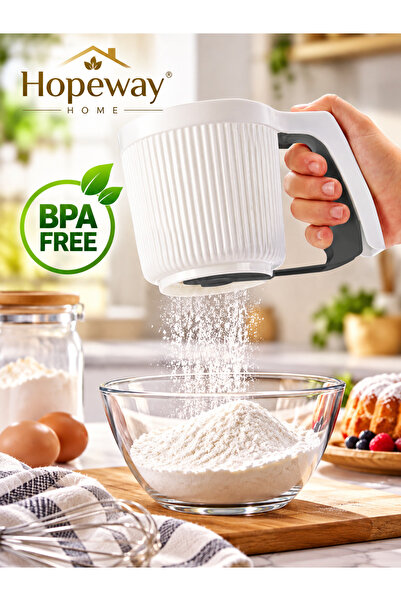 HopeWay Home جهاز غربلة الدقيق والسكر البودرة، للاستخدام بيد واحدة، خالٍ من مادة BPA