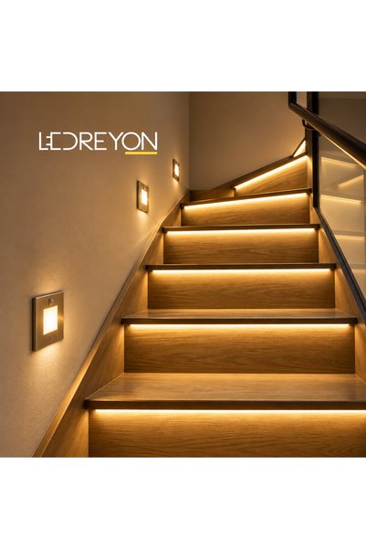 LEDREYON Kare Merdiven Led Spot Kare Koridor Merdiven Aydınlatma Armatürü Gün...