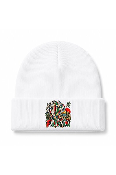 Rabona Fashion Palestine Geometric Portrait & Dove Graphic Beanie
