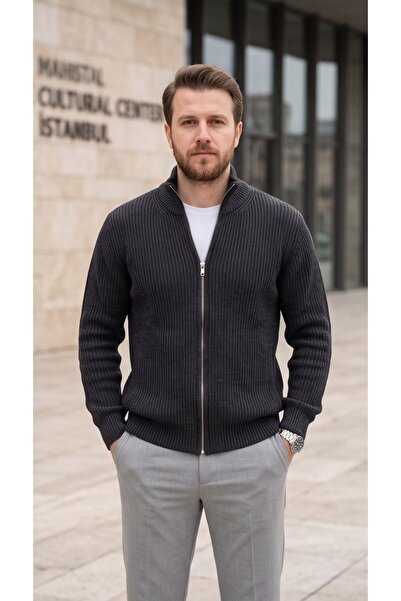 Thebomb Anti-Pilling Stand Collar Zippered Men's Knitwear Cardigan