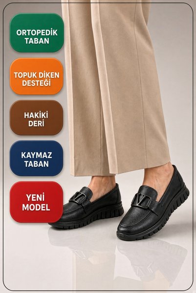 Ayakkabı Ülkesi حذاء نسائي أسود بكعب مريح ومرن وأنيق للاستخدام اليومي، حذاء ب...