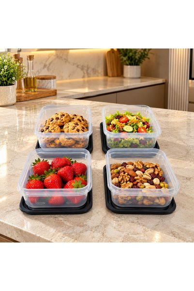 Sariva Home Set of 4 500 ml Food Storage Containers with Lids for Fruits, Salads, Cookies, and Nuts