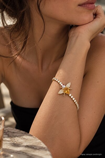 Valmont Bee Figured Stone Bracelet – Stylish Women's Bracelet with Yellow Gol...