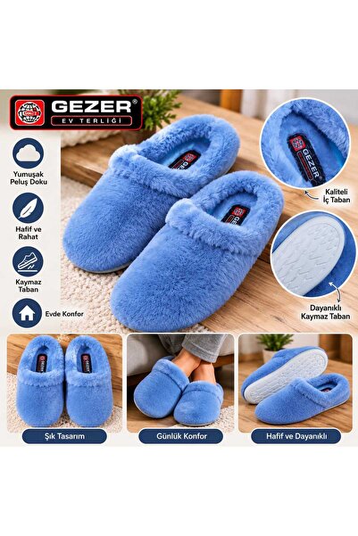 GEZER Kadın Peluş Yumuşak Ev Terliği - Kaymaz Tabanlı Sıcak Tutan Ev İçi Terlik
