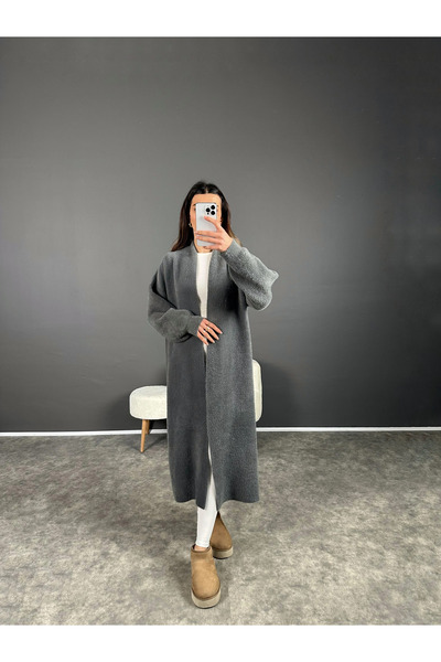 Miss Beyoğlu Kadın Oversize Uzun Triko Hırka – Pembe, Taş, Bej , Siyah , Kahv...