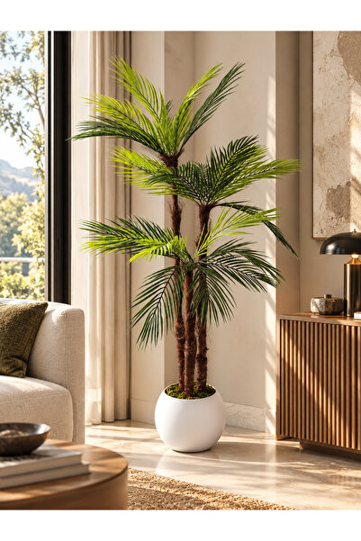 Cennet Home Palmera Premium 150 cm Dekoratif Yapay Üç Gövde Areka Palmiye Ağa...