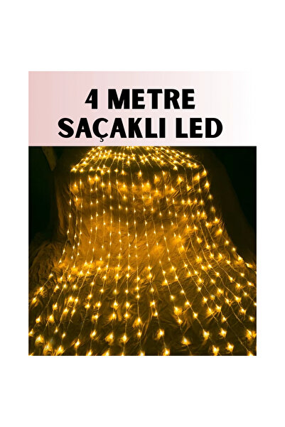 Atlasnua® 4 Metre Icicle Şelale Led Yılbaşı Perde Işık Sıcak Ambiyans