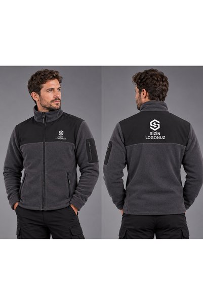 Teknik Firma Logo Baskılı Soft Shell Polar Hırka 3 Cepli Anti-Pilling Tüylenm...