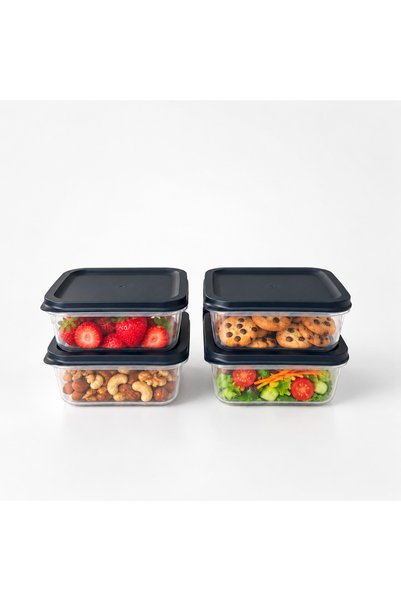 Sariva Home Set of 4 500 ml Food Storage Containers with Lids for Fruits, Salads, Cookies, and Nuts
