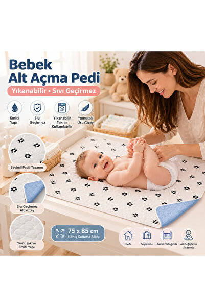 CDE Baby Changing Pad 75X85 cm Paw-Shaped Washable Liquid-Proof