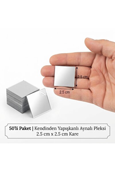 Proton 50Pcs 2.5cm Square Silver Color Adhesive Mirrored Plexiglass Mosaic Mi...
