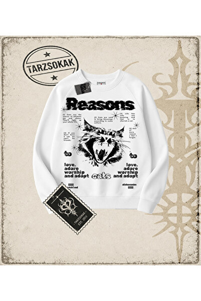 Tarzsokak Gotička i grunge ulična odjeća REASONS EATS CAT majica sa okruglim ...