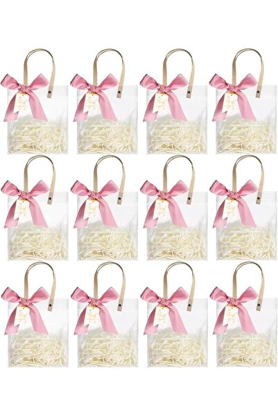 Yelajoy 12 Pieces Clear Gift Bags – Plastic Transparent Tote Bags with Handle...