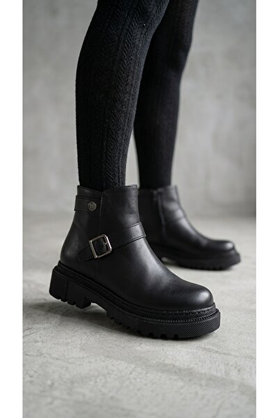 NOVELLAM SHOES Μπότες Argun με μαύρο δερμάτινο ραμμένο αντιολισθητικό ίσιο πάτο