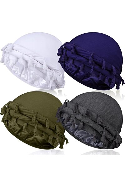 GENERAL 4 Pieces Satin Lined Turban Silky Head Wraps for Men, Halo Turban Men...