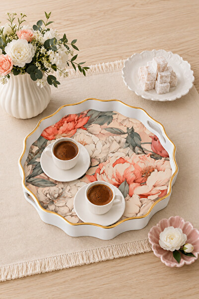 Yuvarlak Kahve & Çay Sunum Tepsisi 38cm