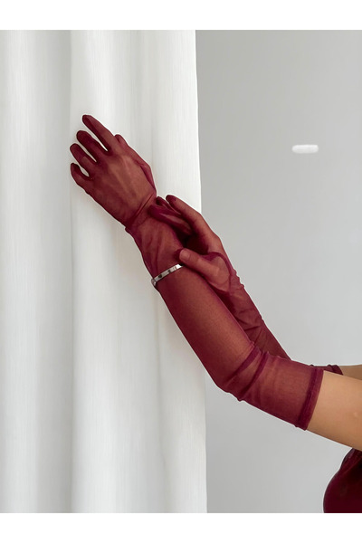 Madame Mercy Kadın Transparan Tül Uzun Eldiven