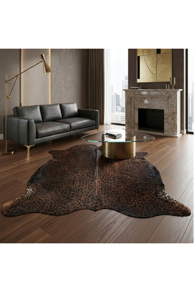 Leopar Baskılı İthal Premium Hakiki Dana Postu 190x185cm