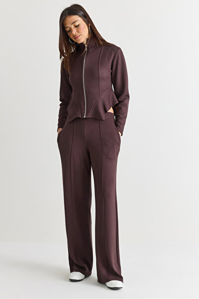 Bianco Lucci Women's Flywheel Detailed Cardigan Ribbed Trousers Modal Pique S...