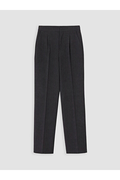 LC Waikiki Nevavm Lcw Comfort Anthracite Regular Fit Women's Pleated Fabric T...
