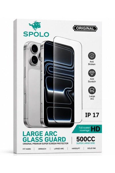 SPOLO iPhone 17 Pro Ekran Koruyucu Large Arc 500CC Full HD Oval Kenarlı Darbe...
