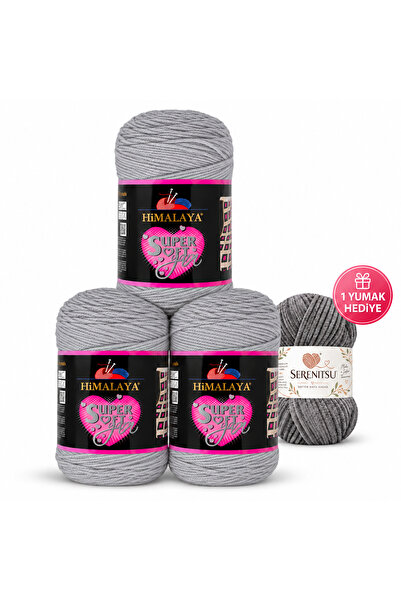 Himalaya Super Soft Yarn, 80803 Gray, Shawl Cardigan Sweater Yarn 3X200Gr, Se...